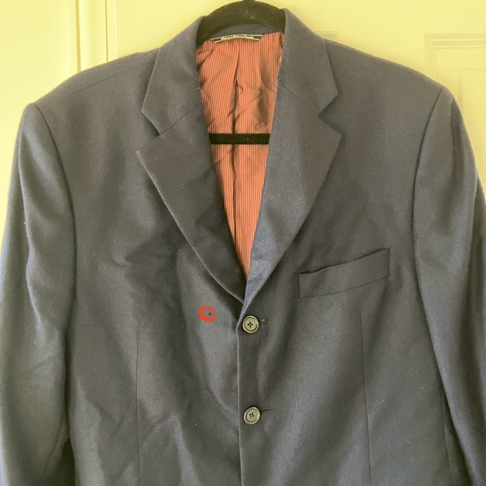 Jack Victor Saks Fifth Ave Men’s Navy 100% Worsted Cashmere Jacket Coat (40S) - Picture 10 of 10